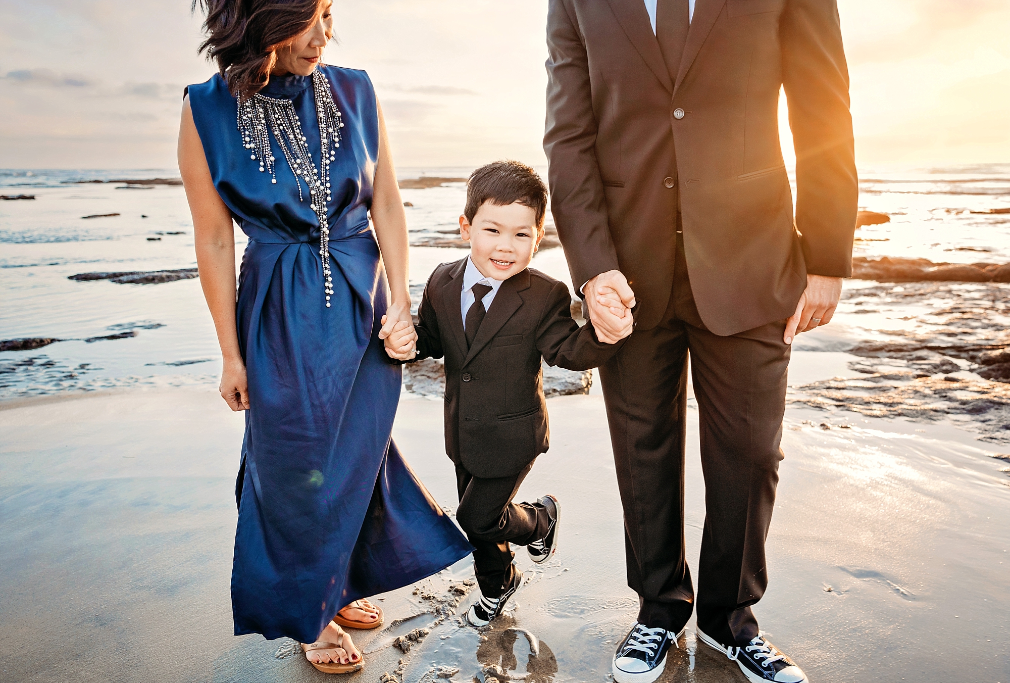 black tie at the beach for family photos in San Diego by San Diego photographer Tristan Quigley