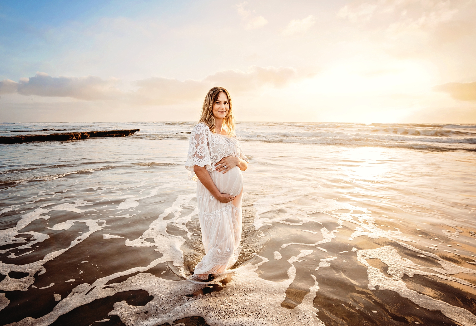 Sunset beach maternity photo shoot San Diego