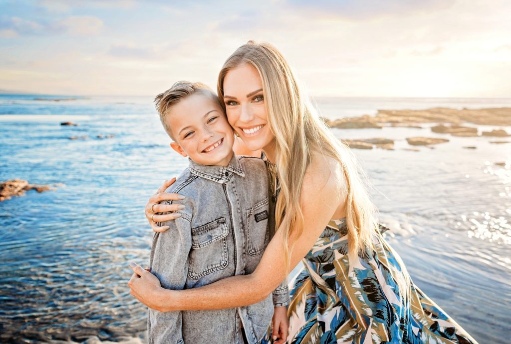 San Diego Family Photography Session with a mother and her son on a gorgeous Encinitas beach