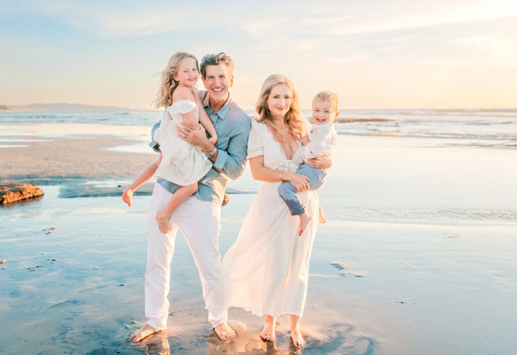 Oceanside family photography session on the beach at sunset