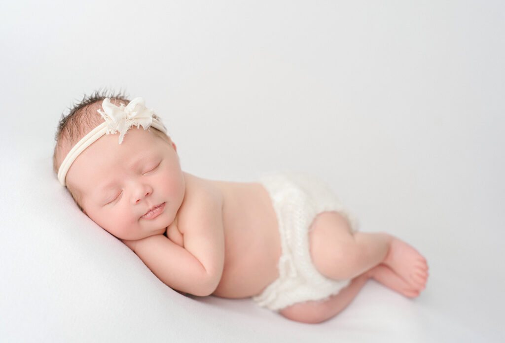 Timeless newborn portrait by Carlsbad newborn photographer at 2 weeks old